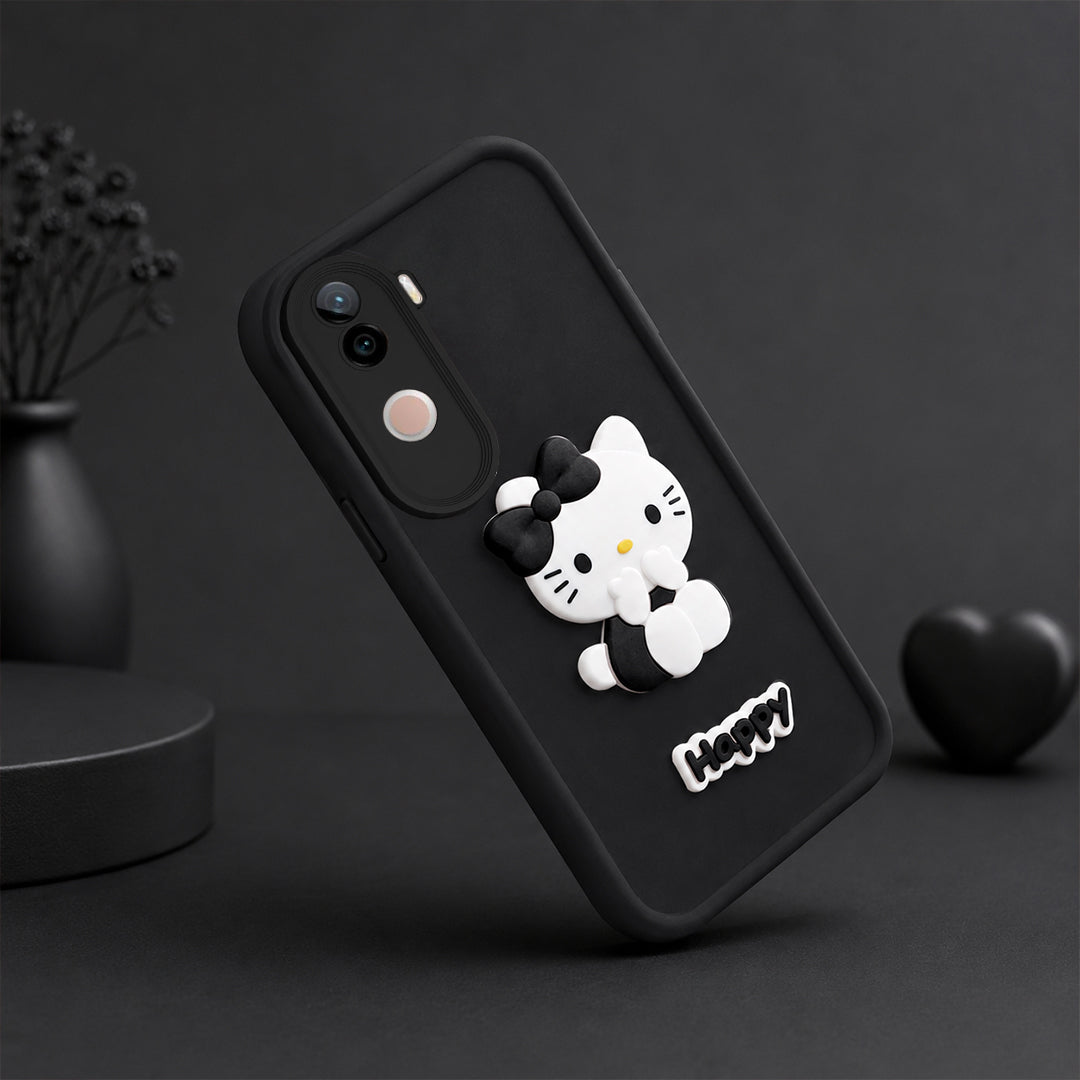 VIVO V40E 5G Soft Silicone 3D Hello Kitty character design Back Case with Camera Protection