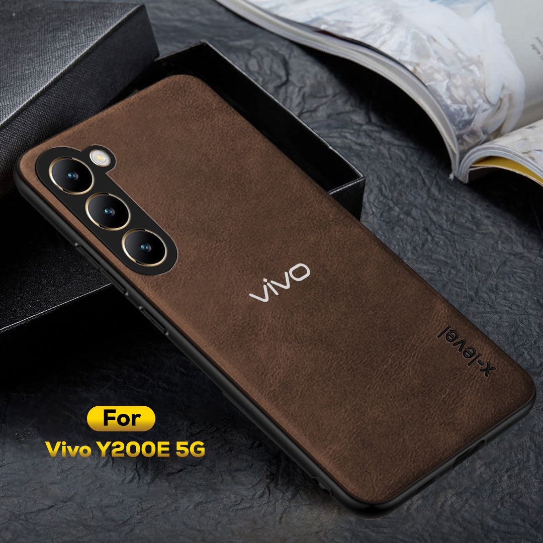 VIVO Y200E 5G Business Style PU LEATHER PROTECTIVE BACK CASE WITH CAMERA PROTECTION