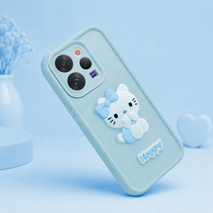 VIVO V70 5G Soft Silicone 3D Hello Kitty character design Back Case with Camera Protection