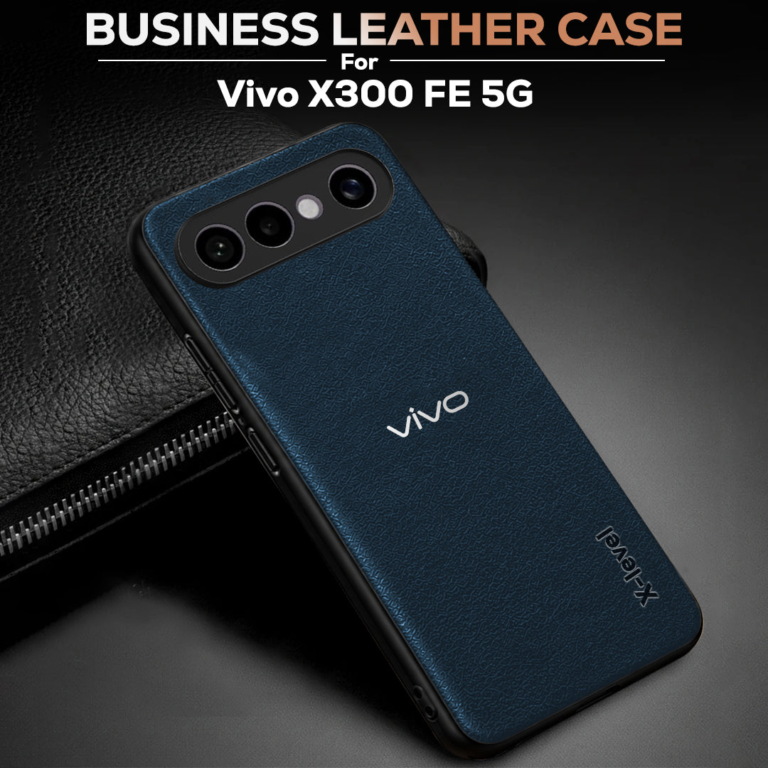 VIVO X300 FE 5G  Business Style PU LEATHER PROTECTIVE BACK CASE WITH CAMERA PROTECTION