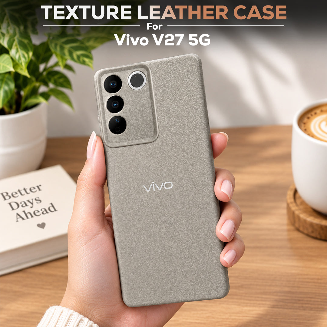 VIVO V27 5G Solid Color Leather Texture Matte Phone Back Case