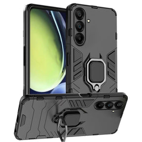 Galaxy A25 5G Black Panther Metal Bracket Shockproof Protective Back Case