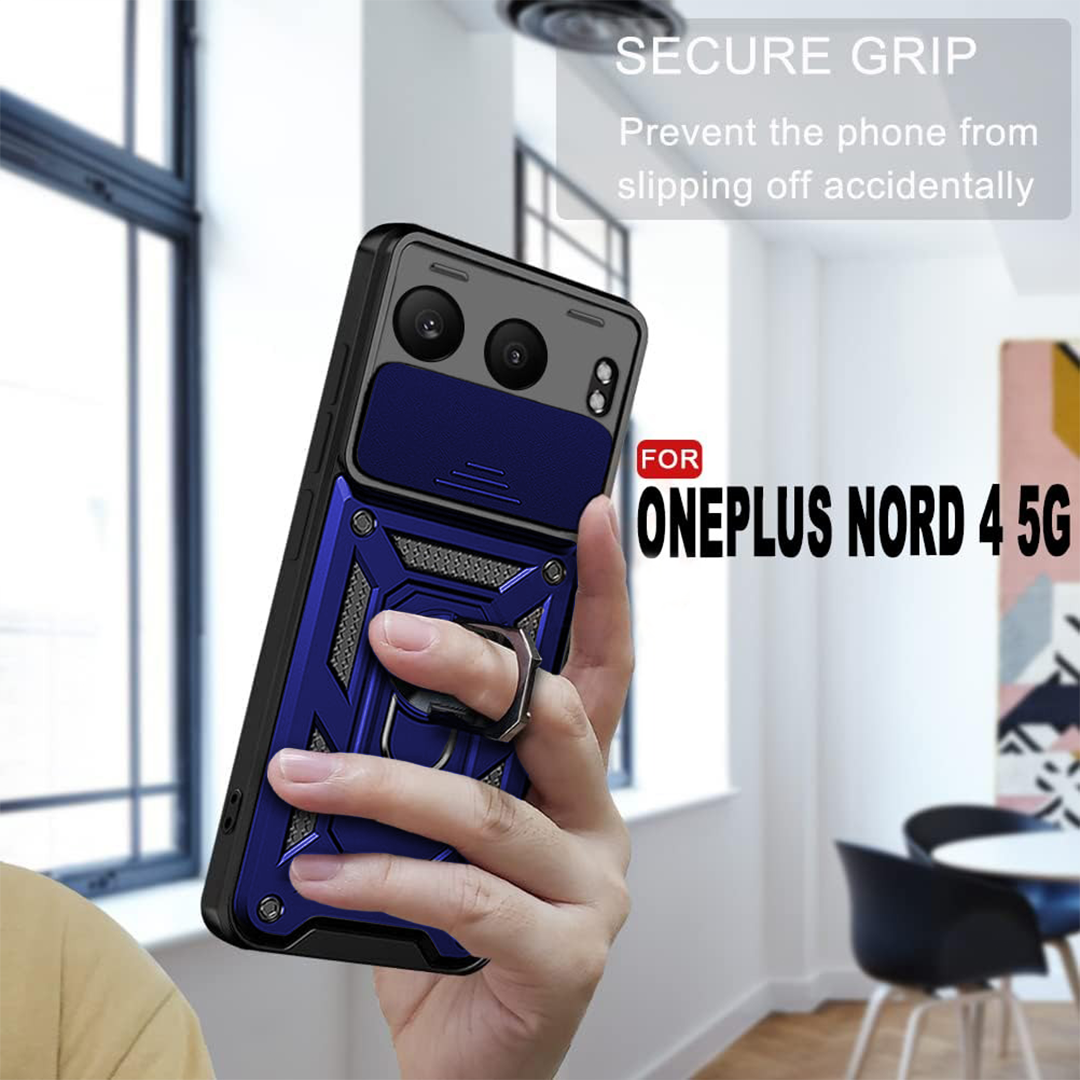 ONEPLUS NORD 4 5G Armor Military-grade Case With Sliding Camera Cover & 360 Kickstand