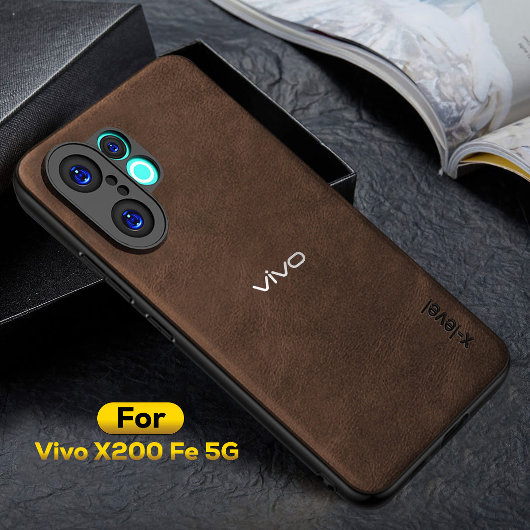 VIVO X200 FE 5G Business Style PU LEATHER PROTECTIVE BACK CASE WITH CAMERA PROTECTION