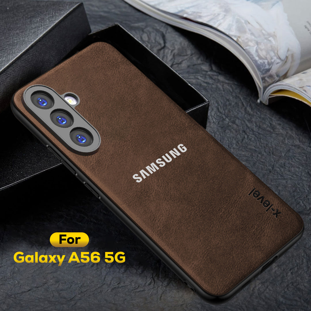 GALAXY A56 5G  Business Style PU LEATHER PROTECTIVE BACK CASE WITH CAMERA PROTECTION