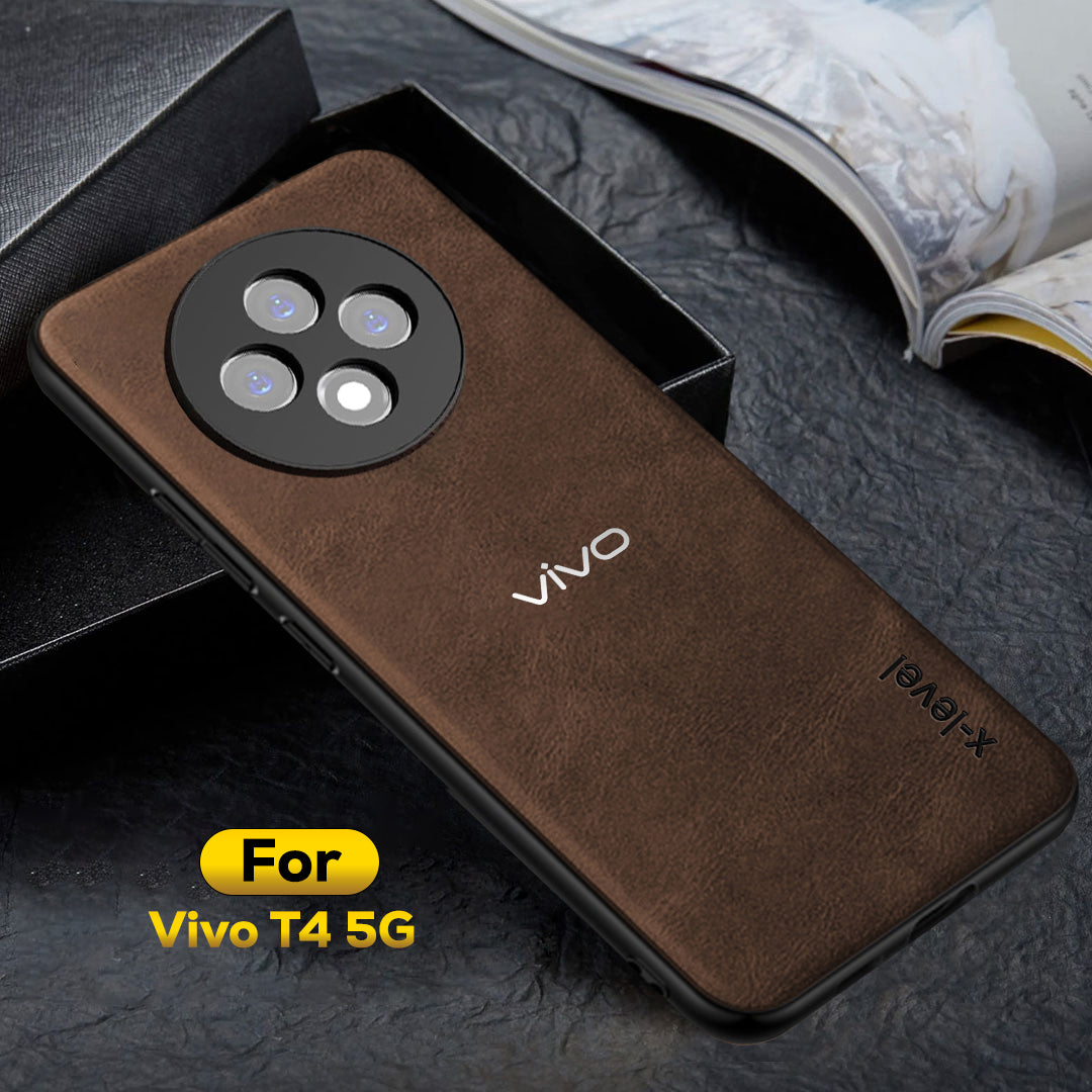 VIVO T4 5G Business Style PU LEATHER PROTECTIVE BACK CASE WITH CAMERA PROTECTION