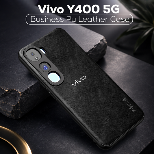 VIVO Y400 5G Business Style PU LEATHER PROTECTIVE BACK CASE WITH CAMERA PROTECTION
