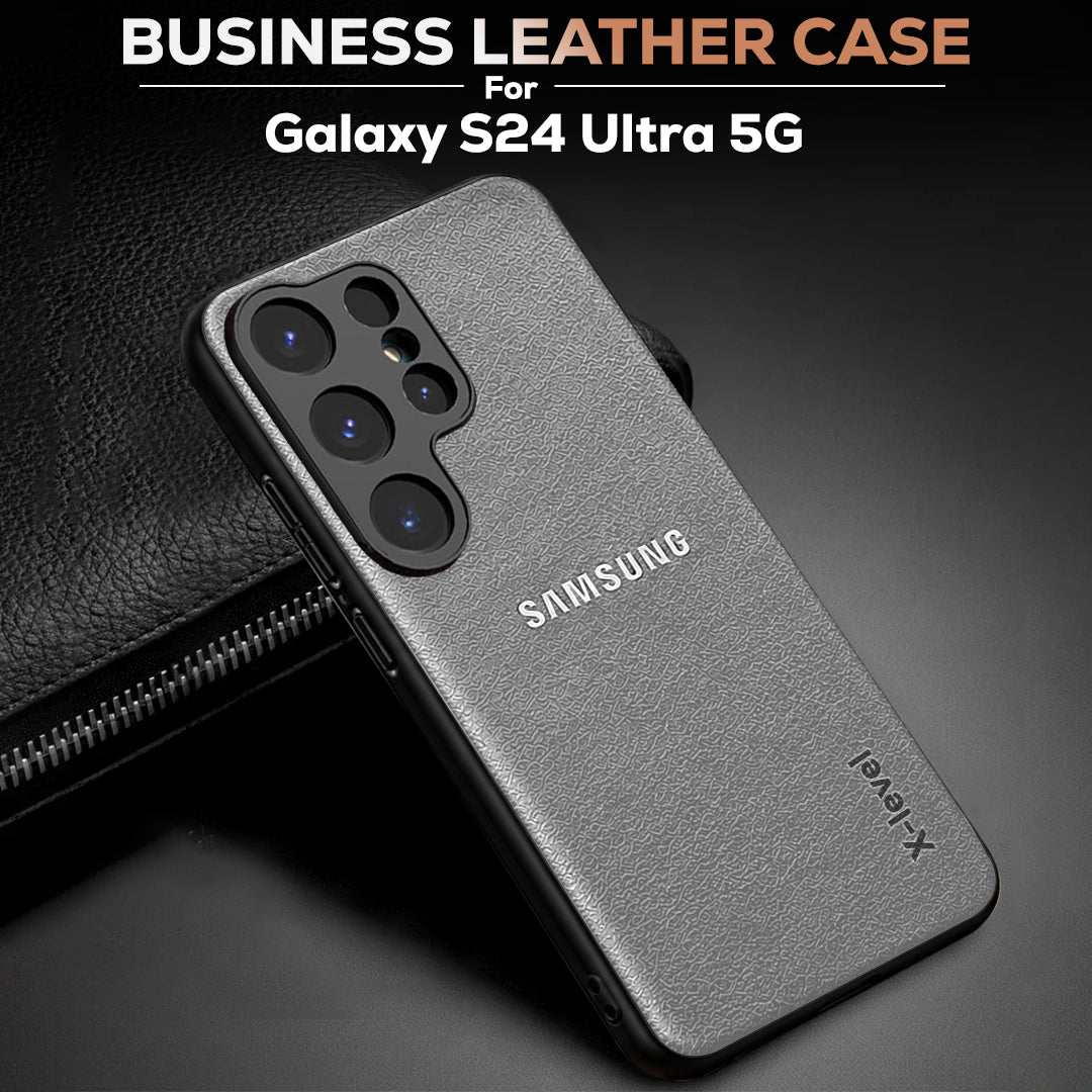 Samsung Galaxy S24 ULTRA 5G BUSINESS STYLE PU LEATHER PROTECTIVE BACK CASE WITH CAMERA PROTECTION