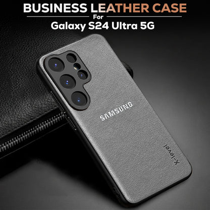 Samsung Galaxy S24 ULTRA 5G BUSINESS STYLE PU LEATHER PROTECTIVE BACK CASE WITH CAMERA PROTECTION