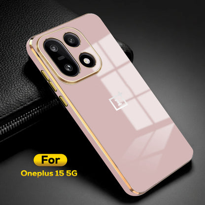 ONEPLUS 15 5G ULTRA-SHINE GOLD ELECTROPLATED LUXURIOUS  BACK CASE WITH CAMERA PROTECTION