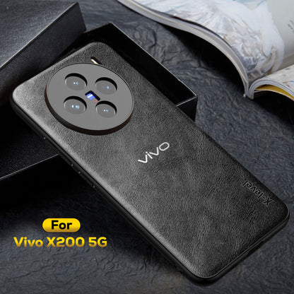VIVO X200 5G  Business Style PU LEATHER PROTECTIVE BACK CASE WITH CAMERA PROTECTION
