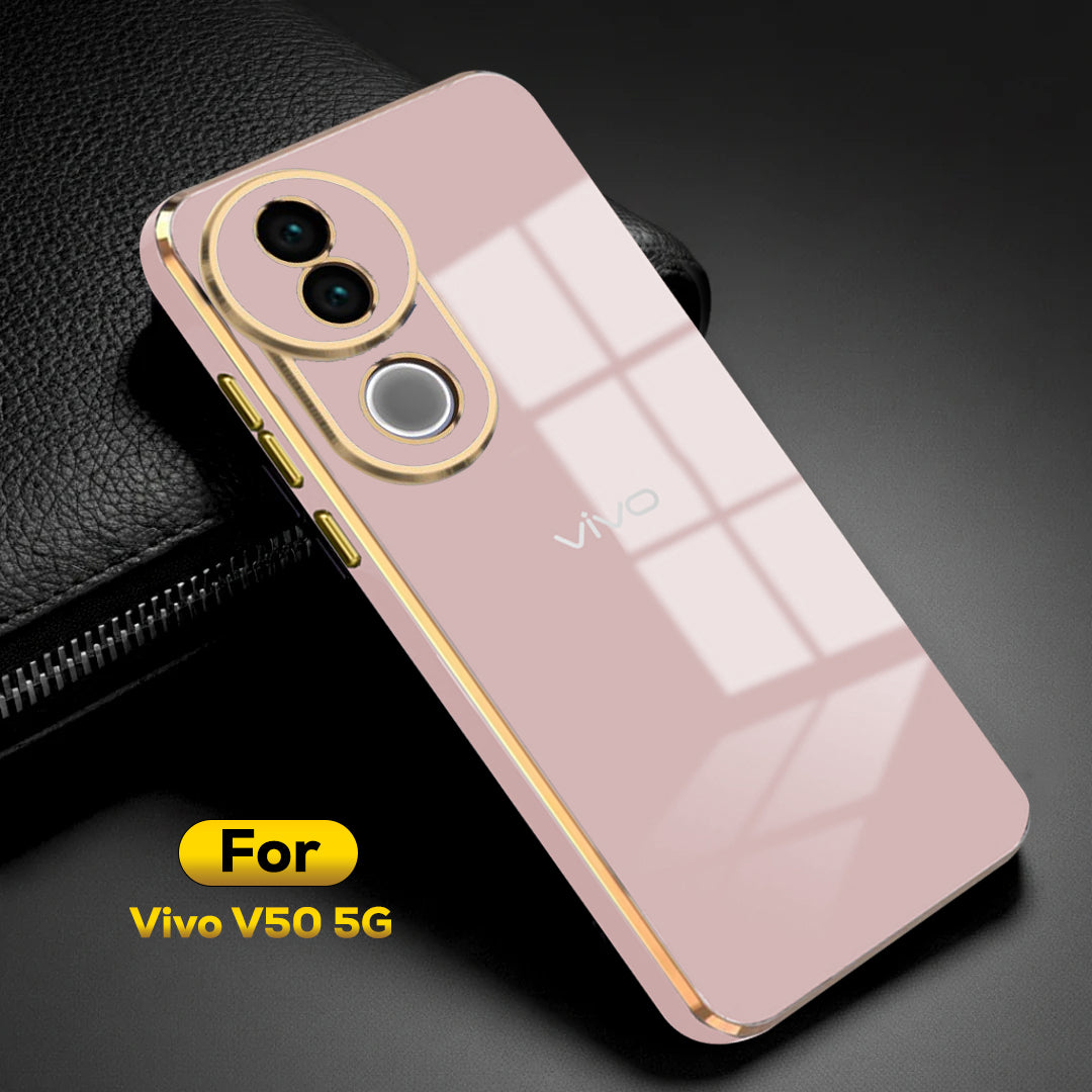 VIVO V50 5G ULTRA-SHINE GOLD ELECTROPLATED LUXURIOUS  BACK CASE WITH CAMERA PROTECTION