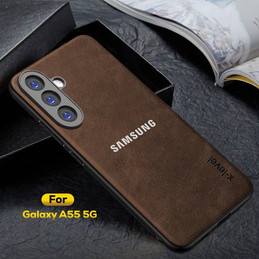 SAMSUNG GALAXY A55 5G  Business Style PU LEATHER PROTECTIVE BACK CASE WITH CAMERA PROTECTION