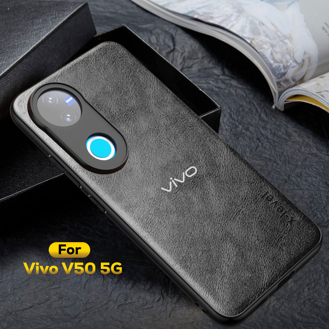 VIVO V50 5G  Business Style PU LEATHER PROTECTIVE BACK CASE WITH CAMERA PROTECTION