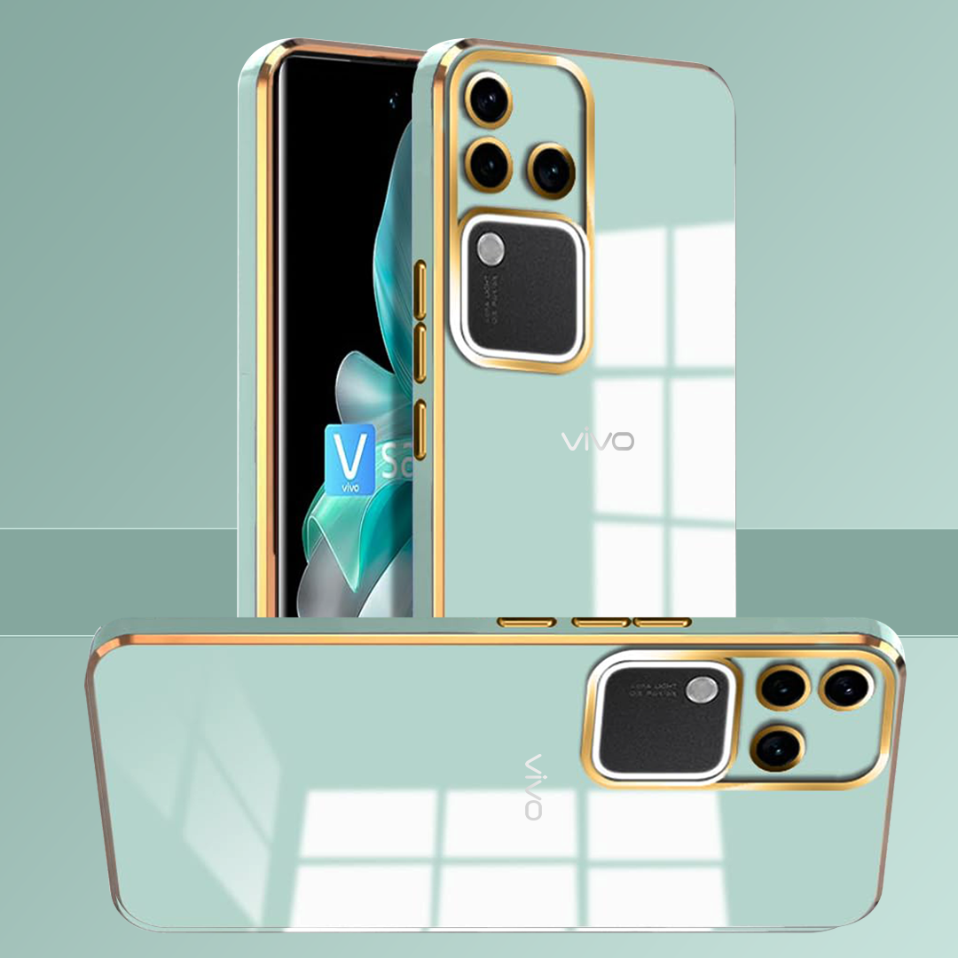 VIVO V30 5G ULTRA-SHINE GOLD ELECTROPLATED LUXURIOUS  BACK CASE WITH CAMERA PROTECTION