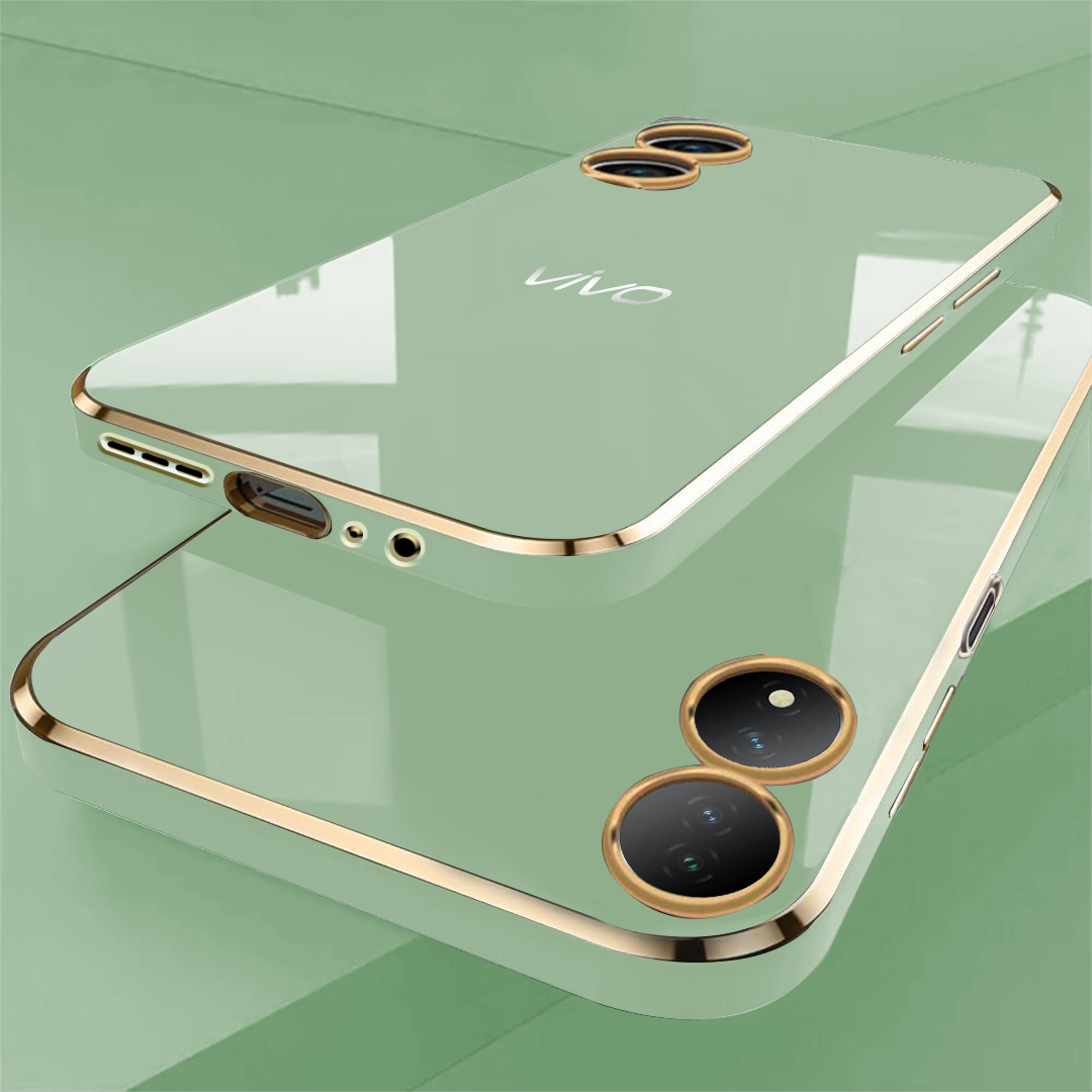 VIVO Y100A 5G ULTRA-SHINE GOLD ELECTROPLATED LUXURIOUS  BACK CASE WITH CAMERA PROTECTION