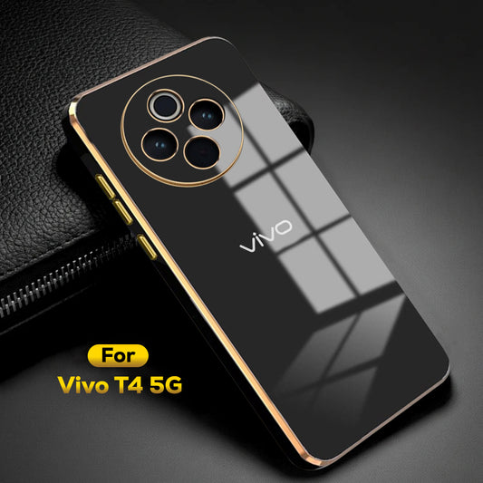 VIVO T4 5G ULTRA-SHINE GOLD ELECTROPLATED LUXURIOUS  BACK CASE WITH CAMERA PROTECTION
