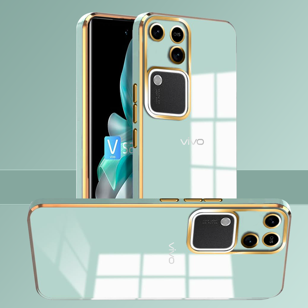 VIVO V-SERIES 5G ULTRA-SHINE GOLD ELECTROPLATED LUXURIOUS  BACK CASE WITH CAMERA PROTECTION