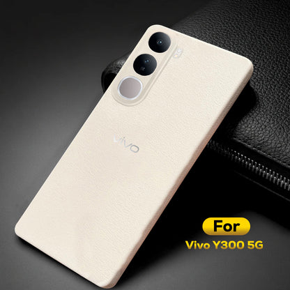 Vivo Y300 5G Solid Color Leather Texture Matte Phone Back Case