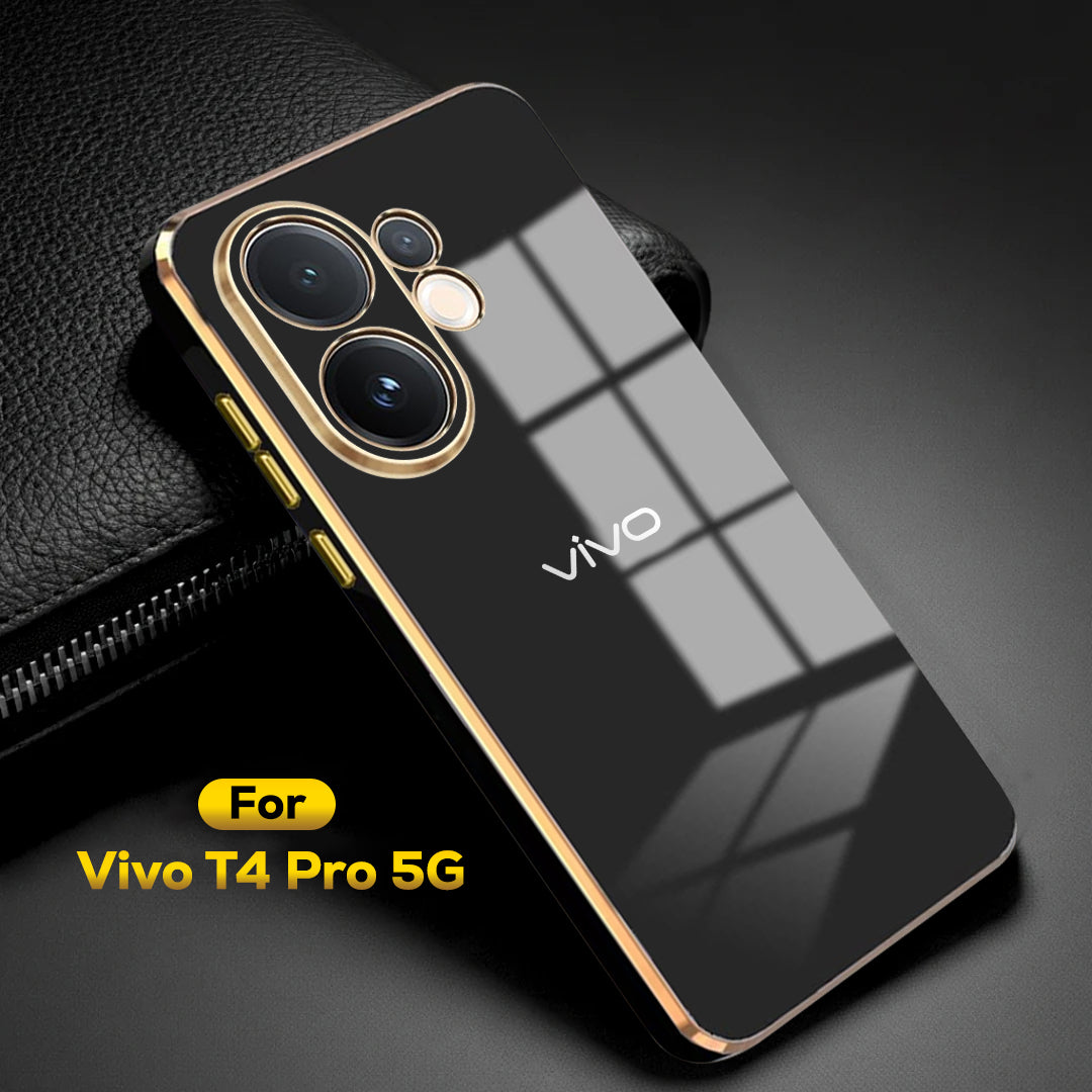 VIVO T4 PRO 5G ULTRA-SHINE GOLD ELECTROPLATED LUXURIOUS  BACK CASE WITH CAMERA PROTECTION