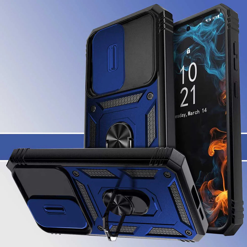VIVO V29 5G Armor Military-grade Case With Sliding Camera Cover & 360 Kickstand-BLACK