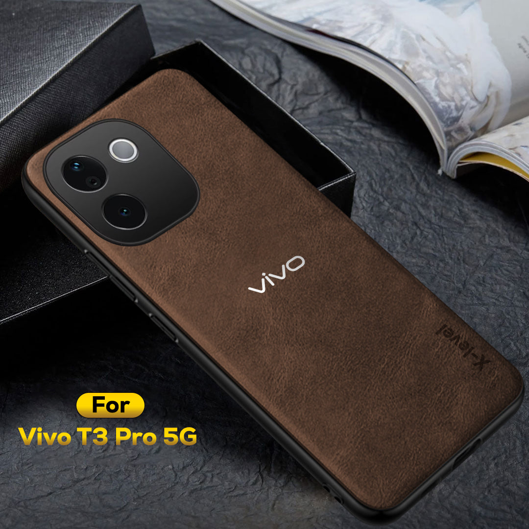 VIVO T3 PRO 5G  Business Style  PU LEATHER PROTECTIVE BACK CASE WITH CAMERA PROTECTION