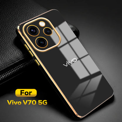VIVO V70 5G ULTRA-SHINE GOLD ELECTROPLATED LUXURIOUS  BACK CASE WITH CAMERA PROTECTION
