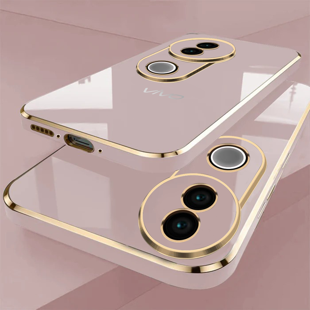 VIVO V50e 5G ULTRA-SHINE GOLD ELECTROPLATED LUXURIOUS  BACK CASE WITH CAMERA PROTECTION