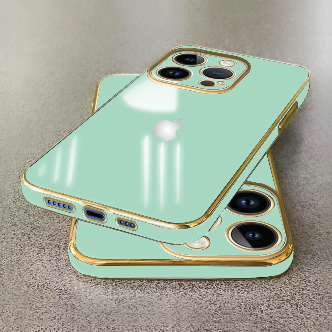 IPHONE 14-SERIES ULTRA-SHINE GOLD ELECTROPLATED LUXURIOUS BACK CASE WITH CAMERA PROTECTION