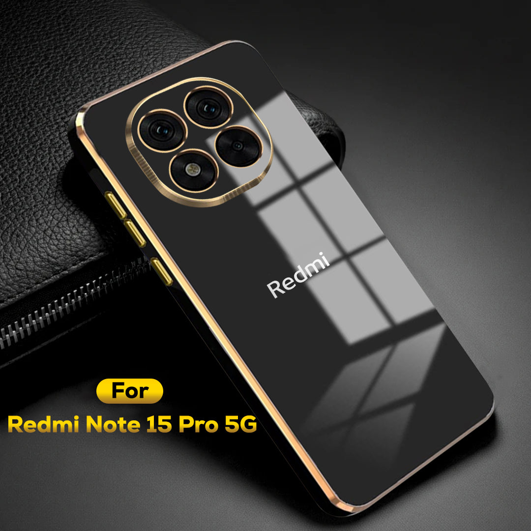 REDMI NOTE 15 PRO 5G ULTRA-SHINE GOLD ELECTROPLATED LUXURIOUS  BACK CASE WITH CAMERA PROTECTION