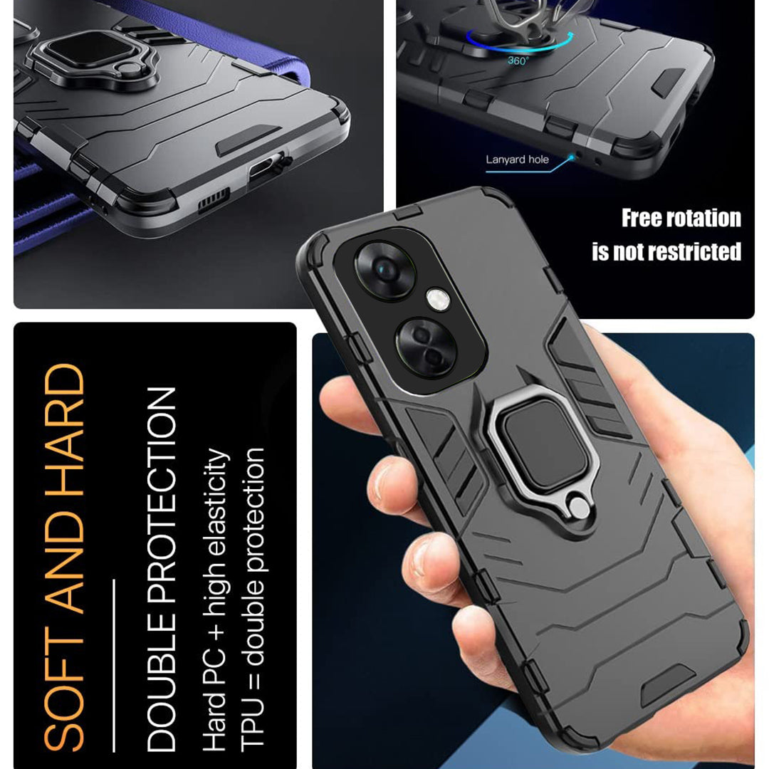 OnePlus Nord CE 3 5G Black Panther Metal Bracket Shockproof Protective Back Case