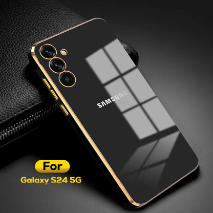 SAMSUNG GALAXY S24 5G ULTRA-SHINE GOLD ELECTROPLATED LUXURIOUS  BACK CASE WITH CAMERA PROTECTION