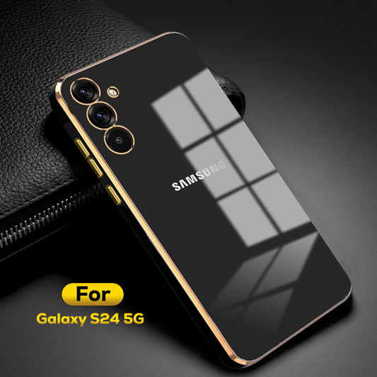 SAMSUNG GALAXY S24 5G ULTRA-SHINE GOLD ELECTROPLATED LUXURIOUS  BACK CASE WITH CAMERA PROTECTION