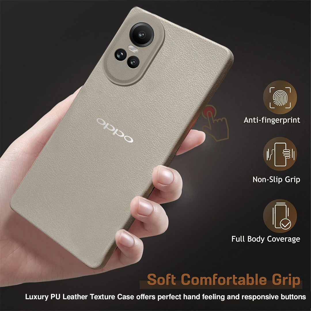 Oppo Reno 10 5G Solid Color Leather Texture Matte Phone Back Case