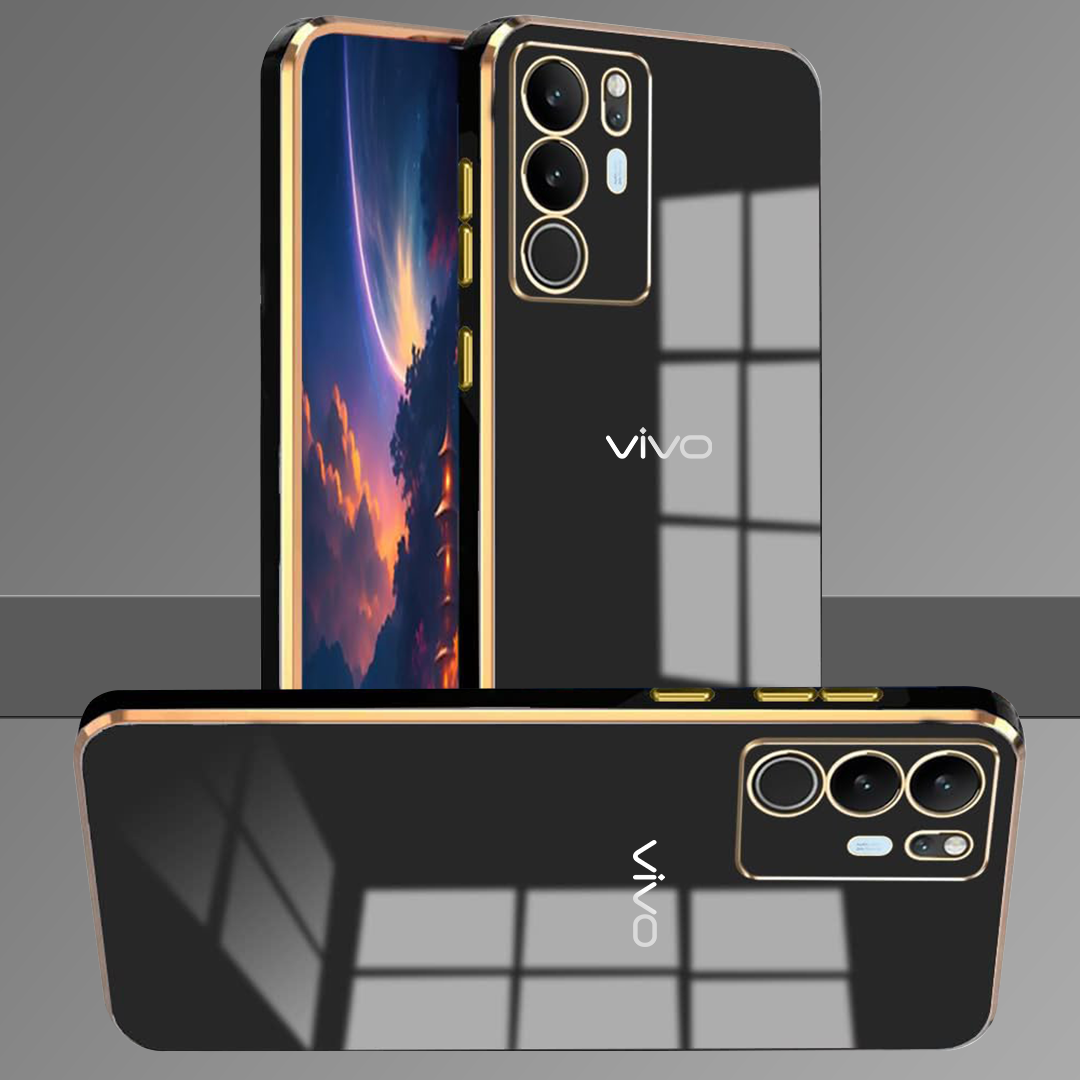 VIVO V-SERIES 5G ULTRA-SHINE GOLD ELECTROPLATED LUXURIOUS  BACK CASE WITH CAMERA PROTECTION