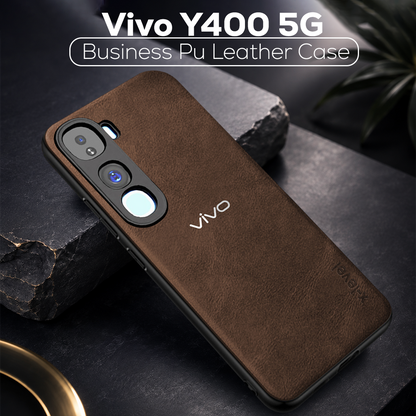 VIVO Y400 5G Business Style PU LEATHER PROTECTIVE BACK CASE WITH CAMERA PROTECTION
