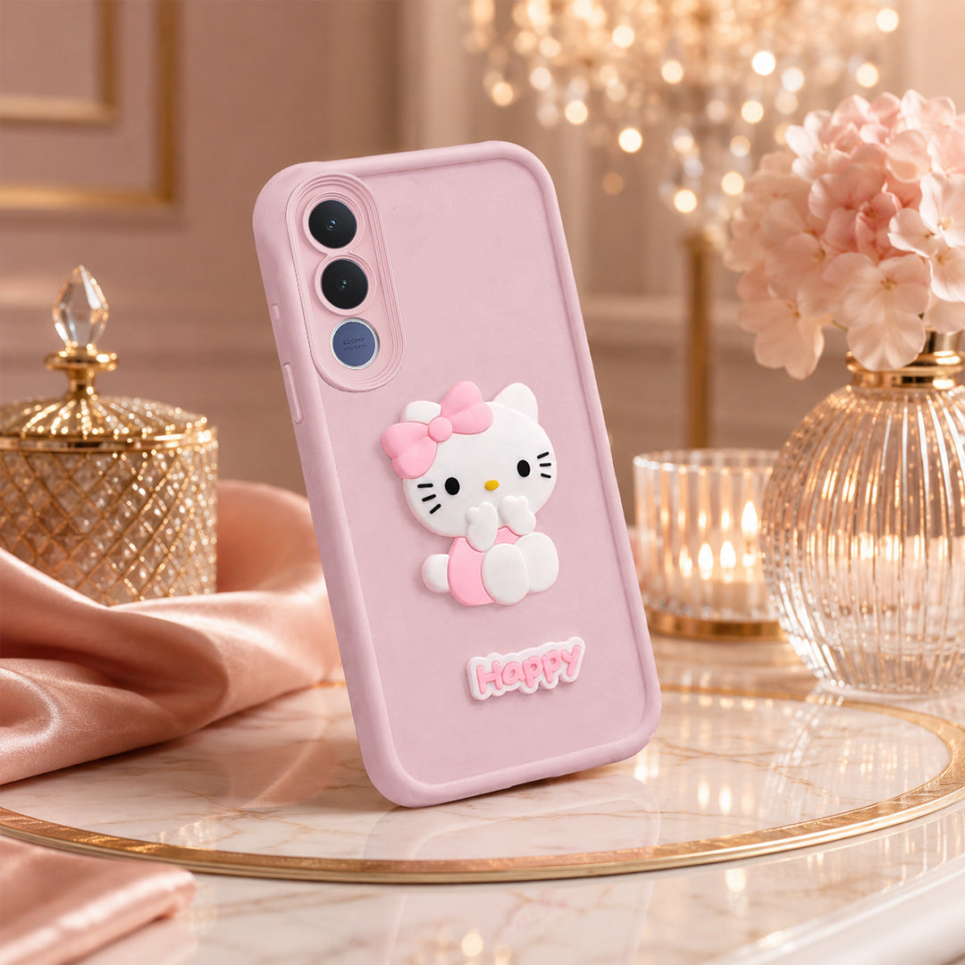 VIVO V70FE 5G Soft Silicone 3D Hello Kitty character design Back Case with Camera Protection