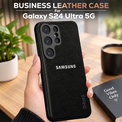 Samsung Galaxy S24 ULTRA 5G BUSINESS STYLE PU LEATHER PROTECTIVE BACK CASE WITH CAMERA PROTECTION