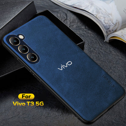 VIVO T3 5G Business Style PU LEATHER PROTECTIVE BACK CASE WITH CAMERA PROTECTION