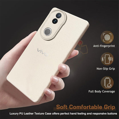 Vivo V50 5G Solid Color Leather Texture Matte Phone Back Case