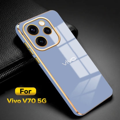 VIVO V70 5G ULTRA-SHINE GOLD ELECTROPLATED LUXURIOUS  BACK CASE WITH CAMERA PROTECTION