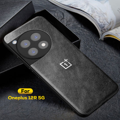 ONEPLUS 12R 5G Business Style PU LEATHER PROTECTIVE BACK CASE WITH CAMERA PROTECTION