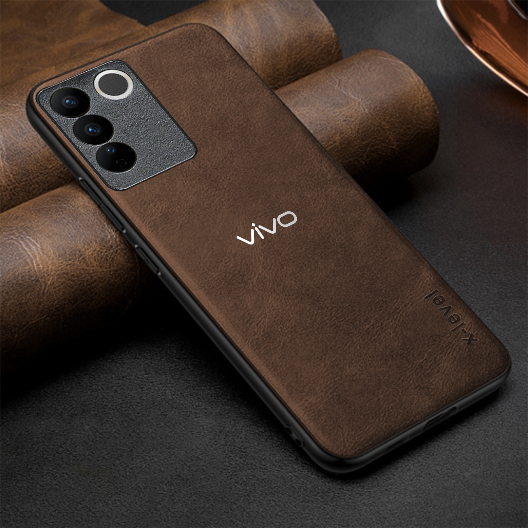 VIVO V27 5G Business Style PU LEATHER PROTECTIVE BACK CASE WITH CAMERA PROTECTION