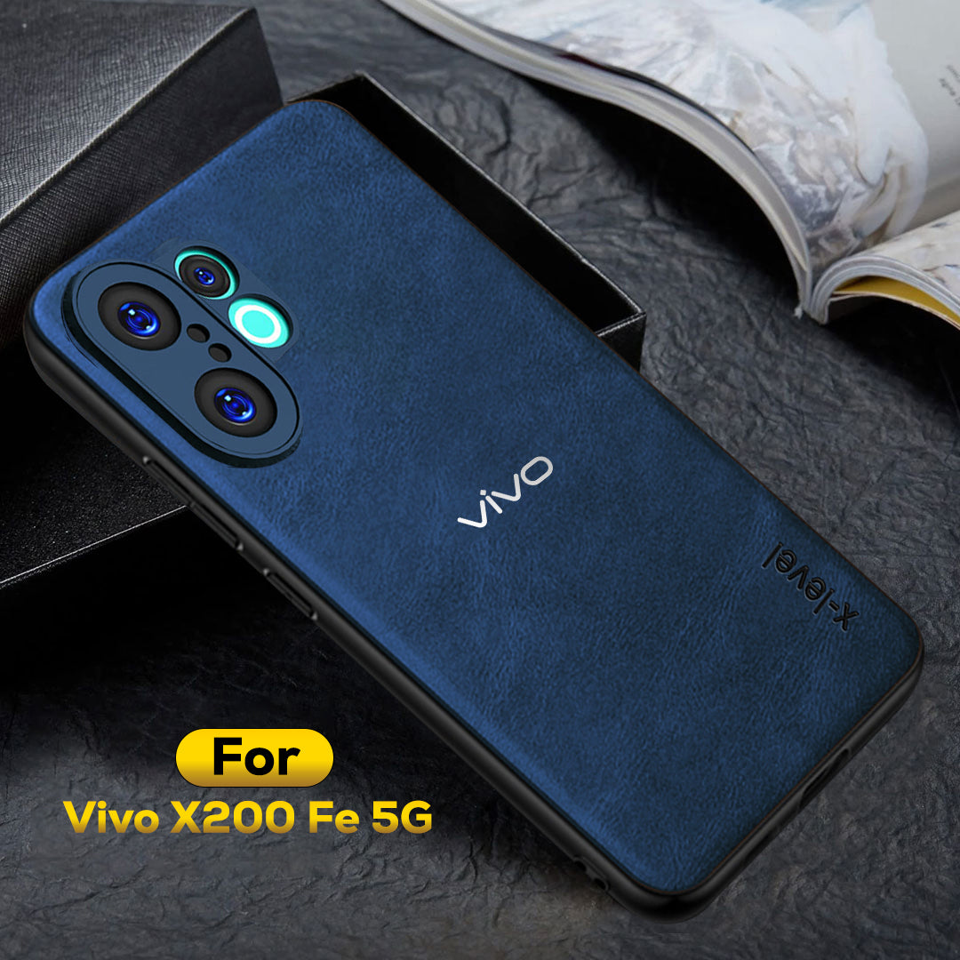 VIVO X200 FE 5G Business Style PU LEATHER PROTECTIVE BACK CASE WITH CAMERA PROTECTION