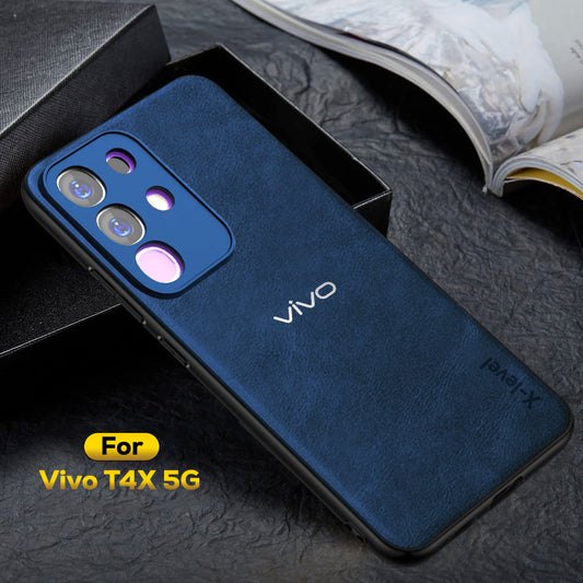 VIVO T4x 5G  Business Style  PU LEATHER PROTECTIVE BACK CASE WITH CAMERA PROTECTION