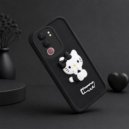 VIVO Y400 5G Soft Silicone 3D Hello Kitty character design Back Case with Camera Protection