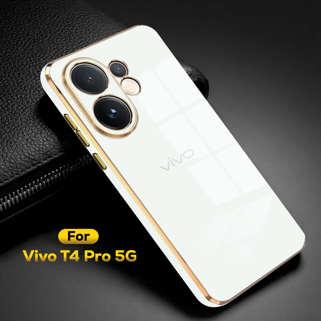 VIVO T4 PRO 5G ULTRA-SHINE GOLD ELECTROPLATED LUXURIOUS  BACK CASE WITH CAMERA PROTECTION