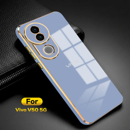 VIVO V50 5G ULTRA-SHINE GOLD ELECTROPLATED LUXURIOUS  BACK CASE WITH CAMERA PROTECTION