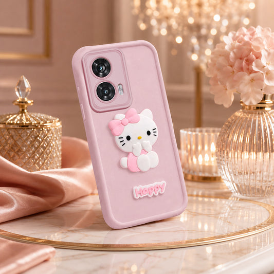 MOTOROLA EDGE 50 FUSION 5G Soft Silicone 3D Hello Kitty character design Back Case with Camera Protection