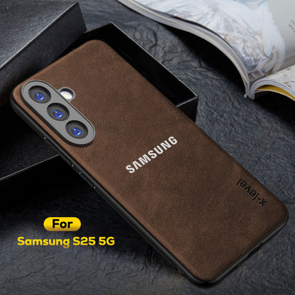 SAMSUNG GALAXY S25 5G Business Style PU LEATHER PROTECTIVE BACK CASE WITH CAMERA PROTECTION